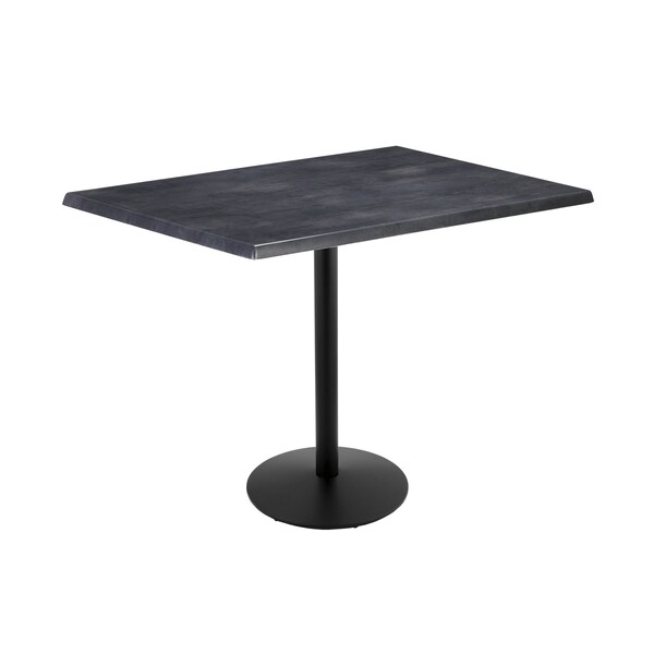 42" Tall OD214 Black Table Base 22" Diameter Foot 30" x 48" Black Steel Top by the HollBar Stool Co.